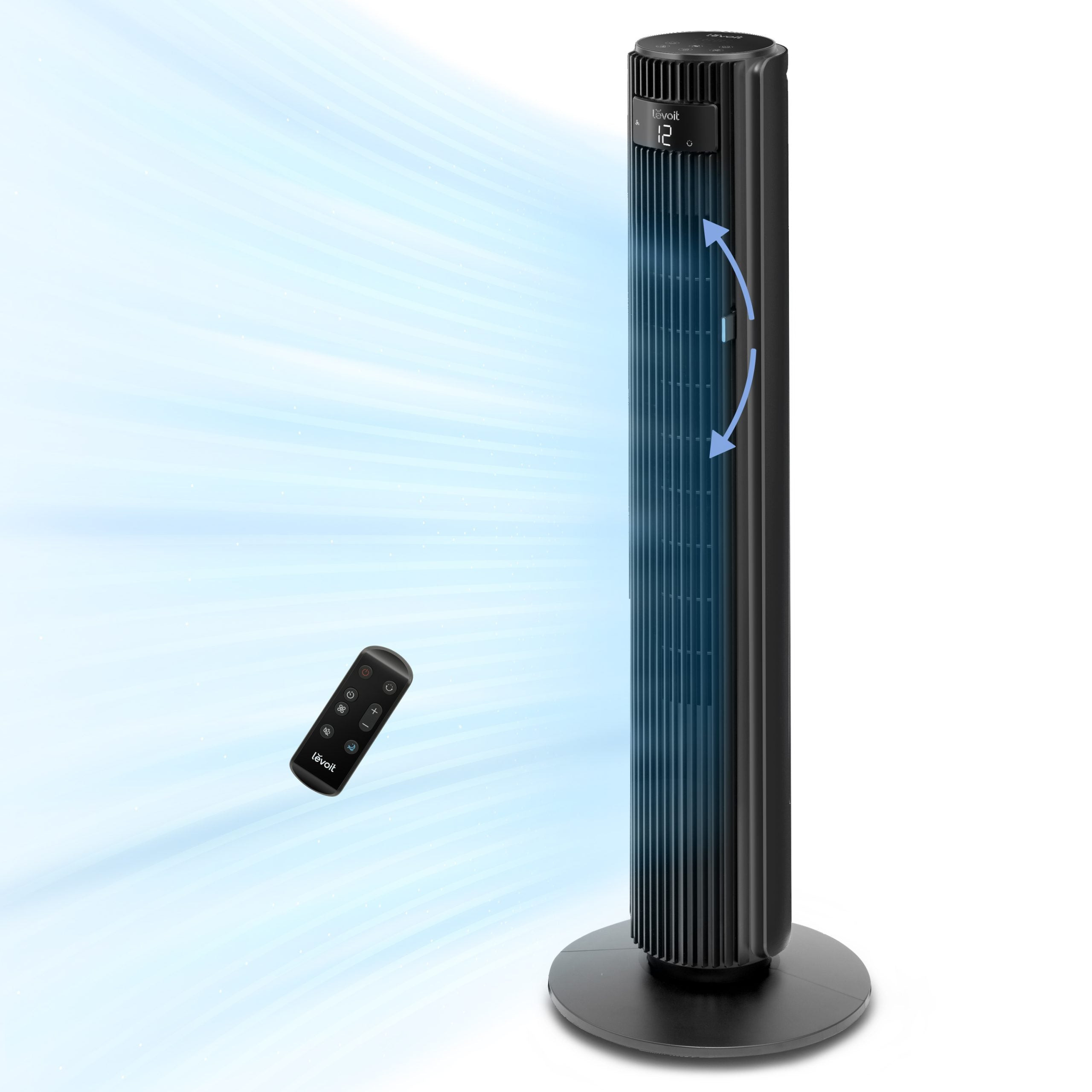 resigilat! ventilator turn levoit, 107,6cm, 12 viteze, 4 moduri de functionare, foarte silentios, telecomanda, negru - imagine 3